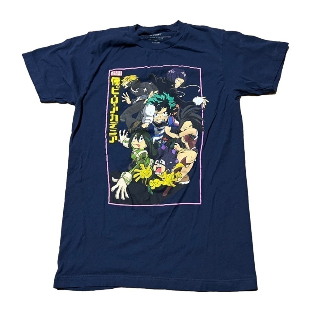 My Hero Academia Character T Shirt Navy Blue Cotton Women’s Size S